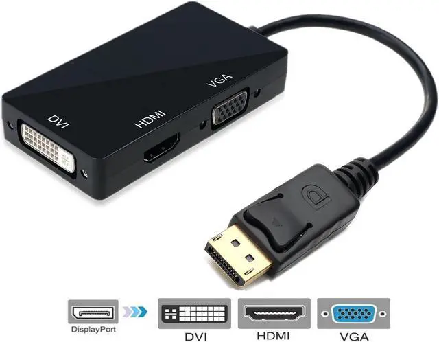 Main image of Multi-Function Displayport Dp to HDMI / DVI / VGA Male to Female 3-in-1 Adapter Converter Cable