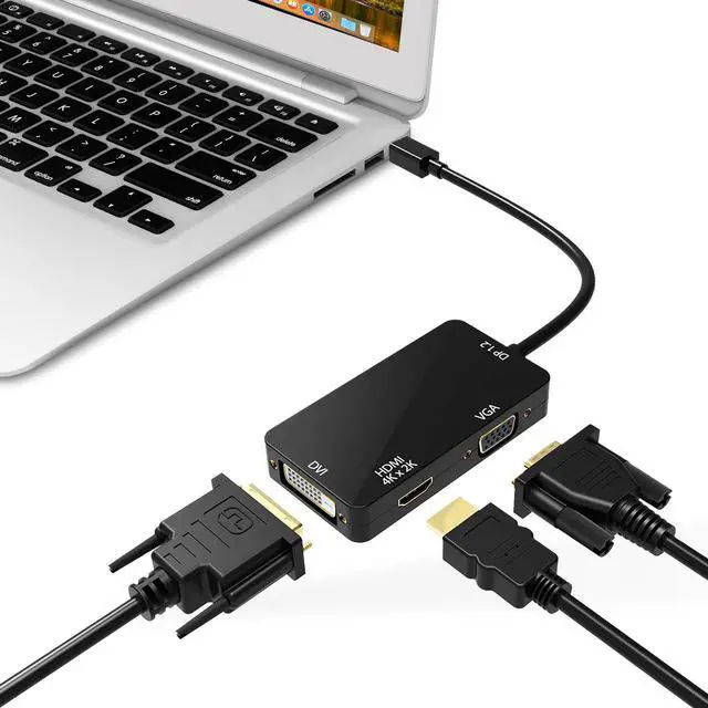 Alt view image 7 of 7 - 3-in-1 Mini Displayport Thunderbolt to HDMI DVI VGA Adapter 4K Mini Displayport 1.2 Converter Compatible Male to Female Adapter for Macbook PC Projector Surface Pro