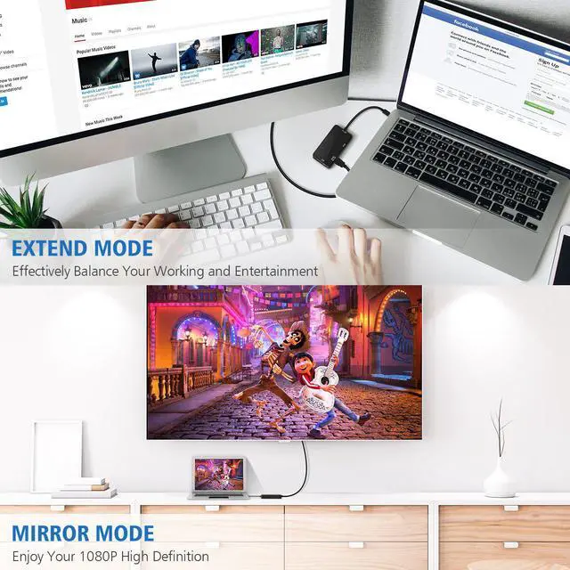 Alt view image 6 of 7 - 3-in-1 Mini Displayport Thunderbolt to HDMI DVI VGA Adapter 4K Mini Displayport 1.2 Converter Compatible Male to Female Adapter for Macbook PC Projector Surface Pro