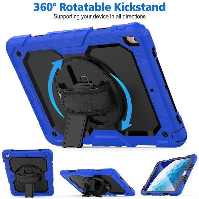 Alt view image 5 of 7 - iPad Air 3 Case iPad Pro 10.5 Case with [Hand Strap & Shoulder Strap] Pencil Holder 360 Rotating Stand Full Body Protection Case with Screen Protector for iPad Air 3 2019 / iPad Pro 10.5 2017 - Black