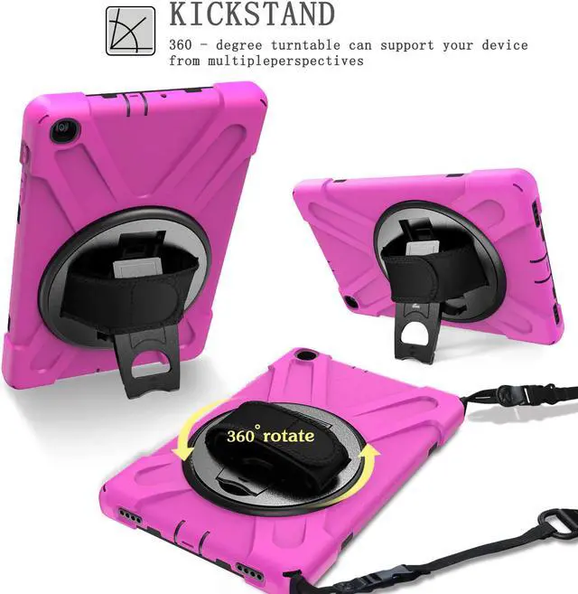 Alt view image 3 of 7 - WERLEO Galaxy Tab A 10.1 2019 Case Heavy Duty Shockproof Rugged Case with 360 Degree Rotating Hand Strap / Stand and Shoulder Strap for Samsung Tab A 10.1 SM-T510 / T515 2019