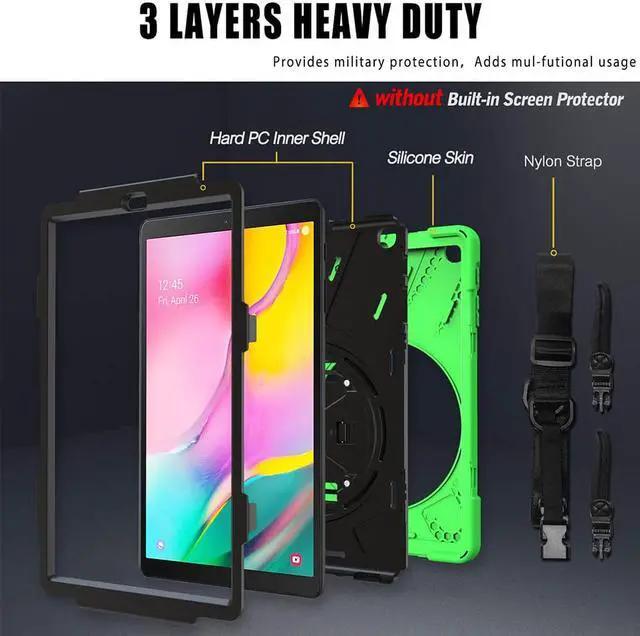 Alt view image 6 of 7 - WERLEO Galaxy Tab A 10.1 2019 Case Heavy Duty Shockproof Rugged Case with 360 Degree Rotating Hand Strap / Stand and Shoulder Strap for Samsung Tab A 10.1 SM-T510 / T515 2019