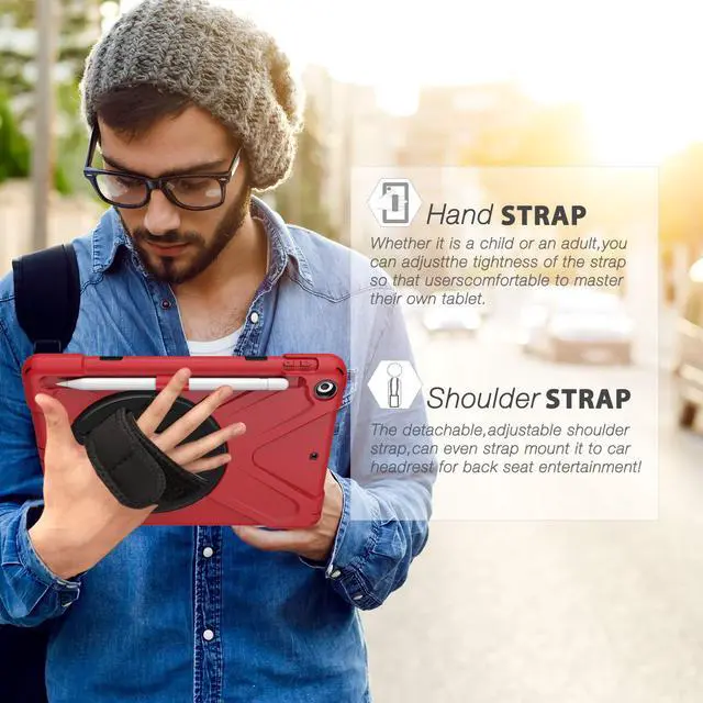 Alt view image 5 of 7 - Werleo Case for iPad 9.7 inch 2018 2017 with Pencil Holder Hybrid Shockproof Rugged Protective Cover with Kickstand Hand Strap and Shoulder Strap for iPad 9.7 Inch 6th 5th Gen 2018 2017 Tablet