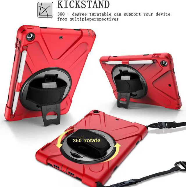 Alt view image 2 of 7 - Werleo Case for iPad 9.7 inch 2018 2017 with Pencil Holder Hybrid Shockproof Rugged Protective Cover with Kickstand Hand Strap and Shoulder Strap for iPad 9.7 Inch 6th 5th Gen 2018 2017 Tablet