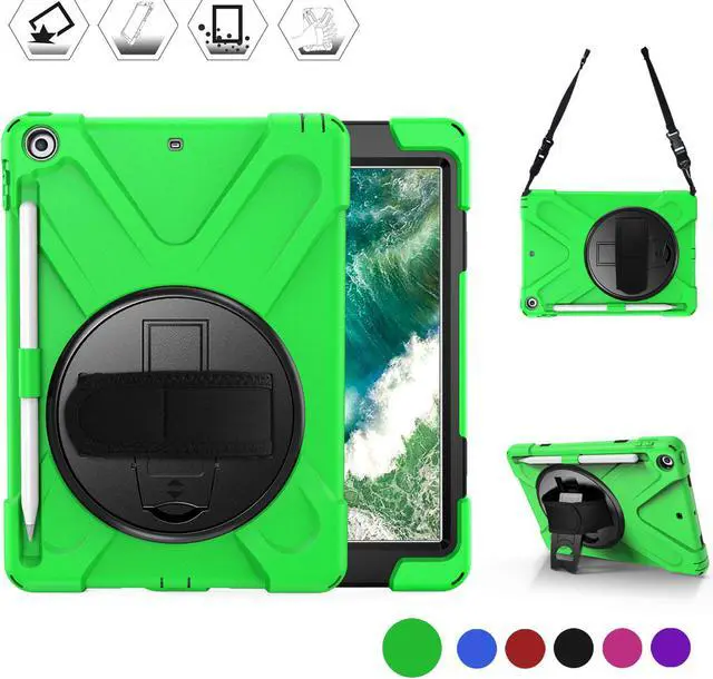 Main image of Werleo Case for iPad 9.7 inch 2018 2017 with Pencil Holder Hybrid Shockproof Rugged Protective Cover with Kickstand Hand Strap and Shoulder Strap for iPad 9.7 Inch 6th 5th Gen 2018 2017 Tablet