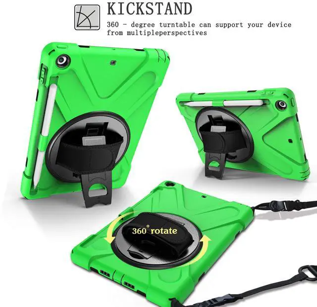 Alt view image 2 of 7 - Werleo Case for iPad 9.7 inch 2018 2017 with Pencil Holder Hybrid Shockproof Rugged Protective Cover with Kickstand Hand Strap and Shoulder Strap for iPad 9.7 Inch 6th 5th Gen 2018 2017 Tablet