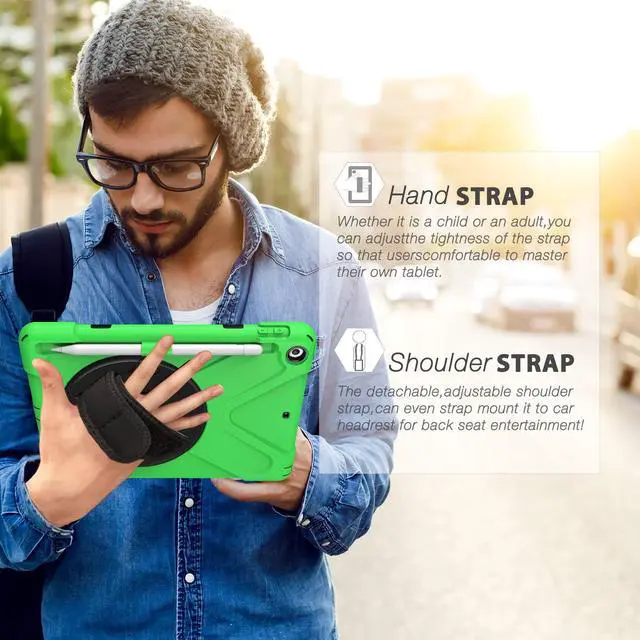 Alt view image 5 of 7 - Werleo Case for iPad 9.7 inch 2018 2017 with Pencil Holder Hybrid Shockproof Rugged Protective Cover with Kickstand Hand Strap and Shoulder Strap for iPad 9.7 Inch 6th 5th Gen 2018 2017 Tablet