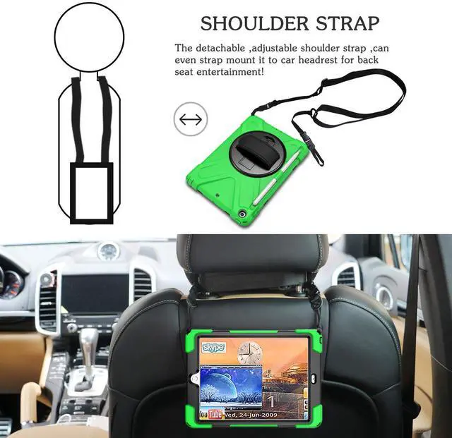 Alt view image 6 of 7 - Werleo Case for iPad 9.7 inch 2018 2017 with Pencil Holder Hybrid Shockproof Rugged Protective Cover with Kickstand Hand Strap and Shoulder Strap for iPad 9.7 Inch 6th 5th Gen 2018 2017 Tablet