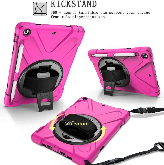 Alt view image 2 of 7 - Werleo Case for iPad 9.7 inch 2018 2017 with Pencil Holder Hybrid Shockproof Rugged Protective Cover with Kickstand Hand Strap and Shoulder Strap for iPad 9.7 Inch 6th 5th Gen 2018 2017 Tablet