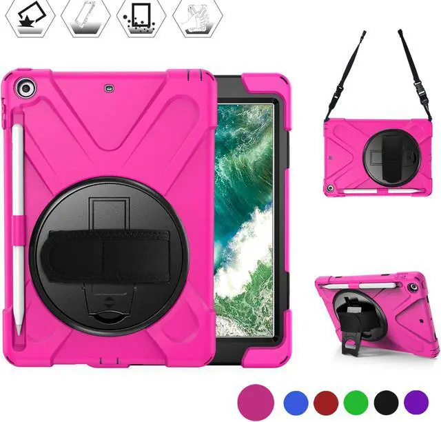 Main image of Werleo Case for iPad 9.7 inch 2018 2017 with Pencil Holder Hybrid Shockproof Rugged Protective Cover with Kickstand Hand Strap and Shoulder Strap for iPad 9.7 Inch 6th 5th Gen 2018 2017 Tablet