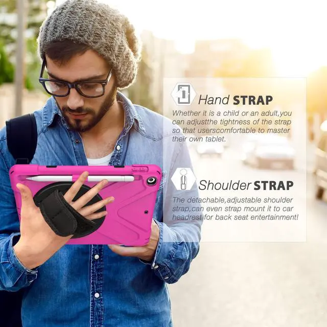 Alt view image 5 of 7 - Werleo Case for iPad 9.7 inch 2018 2017 with Pencil Holder Hybrid Shockproof Rugged Protective Cover with Kickstand Hand Strap and Shoulder Strap for iPad 9.7 Inch 6th 5th Gen 2018 2017 Tablet