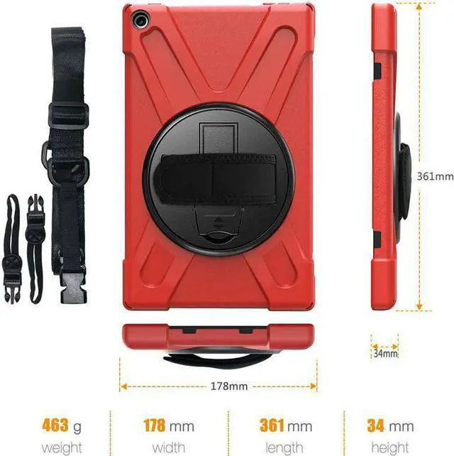 Alt view image 2 of 5 - Werleo Fire HD 10 2017 Case Heavy Duty Armor Shockproof Protective Case Cover with Rotating Hand Strap Carrying Shoulder Strap and Kickstand for Amazon Kindle Fire HD 10.1 Inch 2018 / 2017 Model