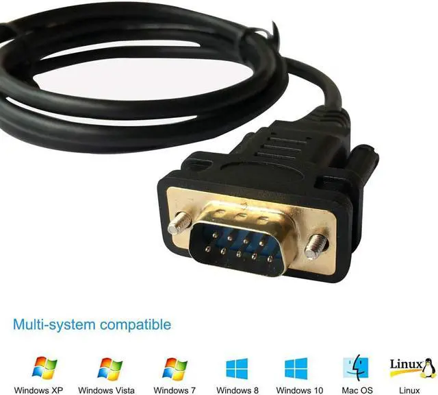 Alt view image 3 of 6 - WERLEO 6 FEET USB to RS232 Serial DB9 Adapter Cable with FTDI FT232 Chip for Windows Linux Mac OS