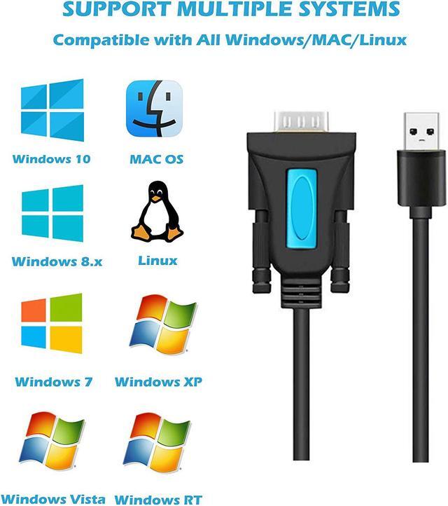 Alt view image 2 of 7 - Werleo USB 2.0 to RS232 DB9 Serial Cable Female Converter Adapter with Prolific PL2303 Chipset for Win10 8.1 8 7 Vista XP 2000 Andorid Linux Mac OS X 10.6 and Above (3ft/1m)