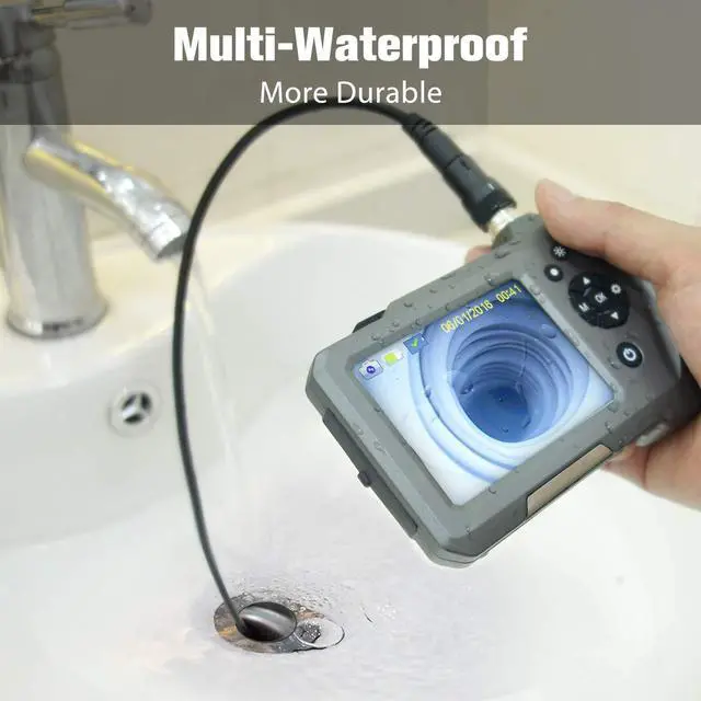 Alt view image 4 of 7 - Industrial Endoscope Werleo Ultra Slim Borescope with 5.5mm Micro Inspection Camera, Waterproof Semi-Rigid Gooseneck 3.5inch LCD Screen 6 LED Lights Lithium-Ion Battery Tool Box - 3m / 9.8ft