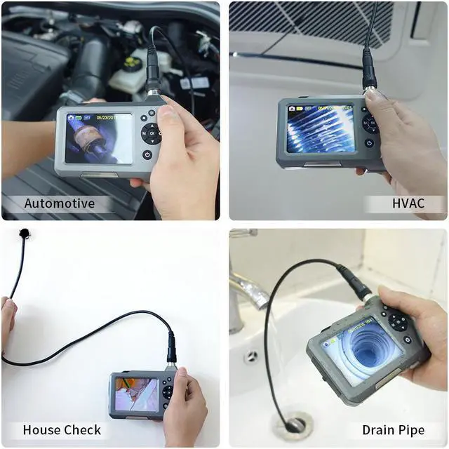 Alt view image 6 of 7 - Industrial Endoscope Werleo Ultra Slim Borescope with 5.5mm Micro Inspection Camera, Waterproof Semi-Rigid Gooseneck 3.5inch LCD Screen 6 LED Lights Lithium-Ion Battery Tool Box - 3m / 9.8ft