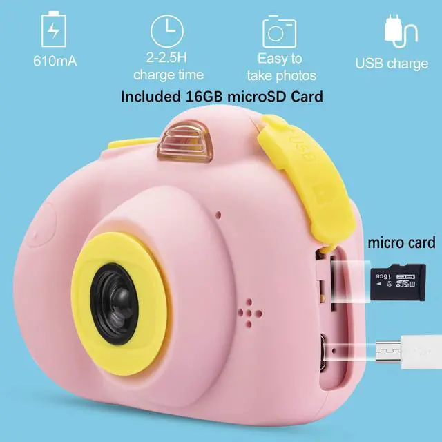 Alt view image 2 of 6 - Werleo Kids Camera Gifts for 4-8 Year Old Girls, Shockproof Cameras Great Gift Mini Child Camcorder for Little Girl with Soft Silicone Shell for Outdoor Play - 32GB Memory Card Included