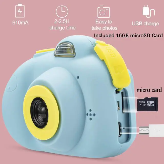 Alt view image 3 of 7 - Werleo Kids Camera Gifts for 4-8 Year Old Girls, Shockproof Cameras Great Gift Mini Child Camcorder for Little Girl with Soft Silicone Shell for Outdoor Play - 32GB Memory Card Included