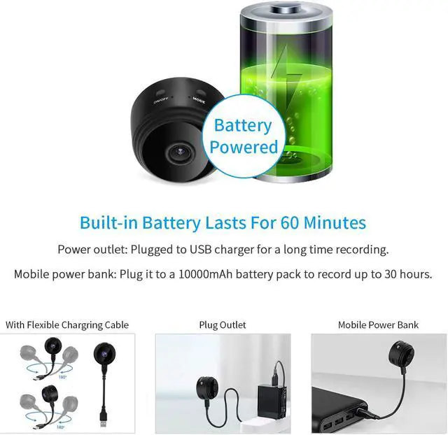 Alt view image 3 of 7 - Mini Spy Camera Werleo 1080P HD Wireless Hidden Camera Portable WiFi Security Monitor Cameras Small Nanny Cam with Night Vision / Motion Detection / iOS / Android APP for Home and Office