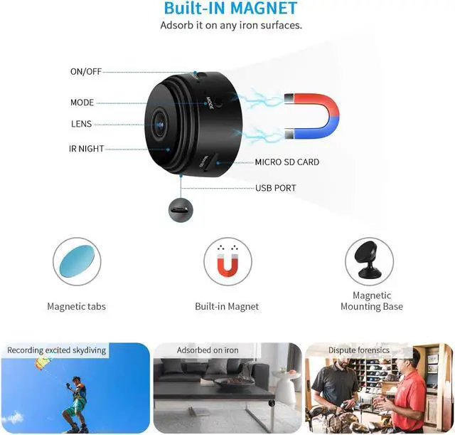 Alt view image 2 of 7 - Mini Spy Camera Werleo 1080P HD Wireless Hidden Camera Portable WiFi Security Monitor Cameras Small Nanny Cam with Night Vision / Motion Detection / iOS / Android APP for Home and Office