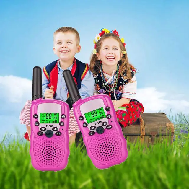 Alt view image 5 of 6 - Kids Walkie Talkie Two Ways Radio Toy Walkie Talkie for Kids 3 Miles Range 22 Channels Built in Flash Light FRS GMRS Handheld Mini Walkie Talkie for Outdoor Adventures Camping Hiking - 2 Packs