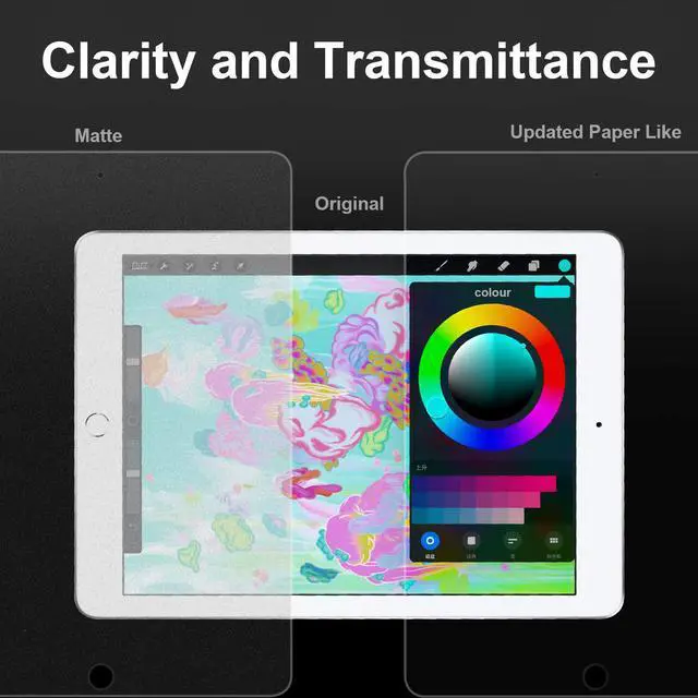 Alt view image 3 of 7 - Paper-Like Screen Protector for New iPad 9.7 2018 2017 / iPad Pro 9.7 2016 / iPad Air 2 / iPad Air Paper Texture Film Special for Writing Drawing and Sketching Apple Pencil Compatible