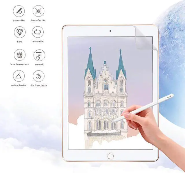 Alt view image 5 of 6 - New iPad Air 10.5 inch 2019 PET Paperlike Screen Protector Anti-Glare Anti-Scratch Same Like Writing On Paper Apple Pencil Compatible Paperlike Film for Drawing Sketching on iPad Pro 10.5