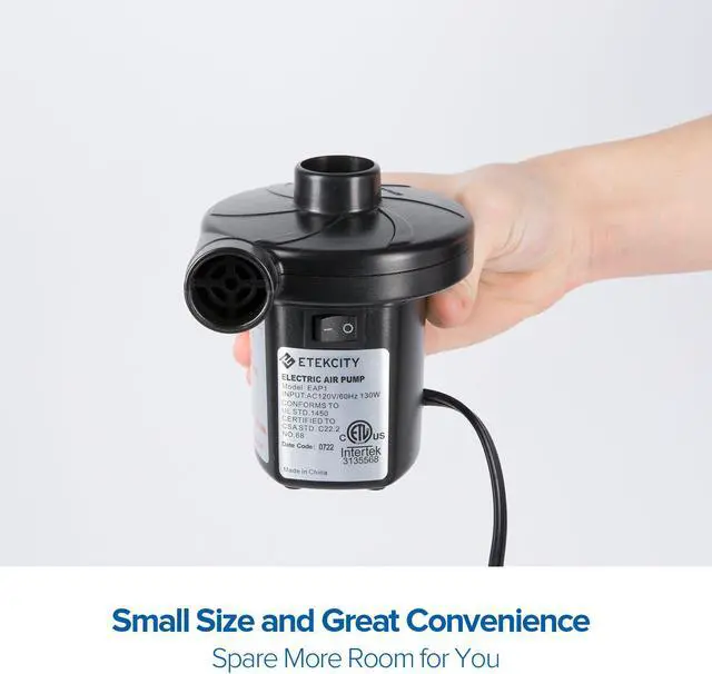 Alt view image 5 of 7 - Portable Electric Air Pump Air Mattress Pump for Inflatable Blow up Pool Raft Bed Boat Toy Quick-Fill AC Inflator Deflator with 3 Nozzles 110-120 Volt