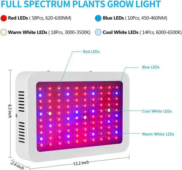Alt view image 2 of 7 - Grow Light WERLEO 1000W UV IR LED Plant Lights Full Spectrum Double Chips Growing Lamps Bulbs for Indoor Plants Hydroponics Greenhouse Fruits Veg and Flowers White