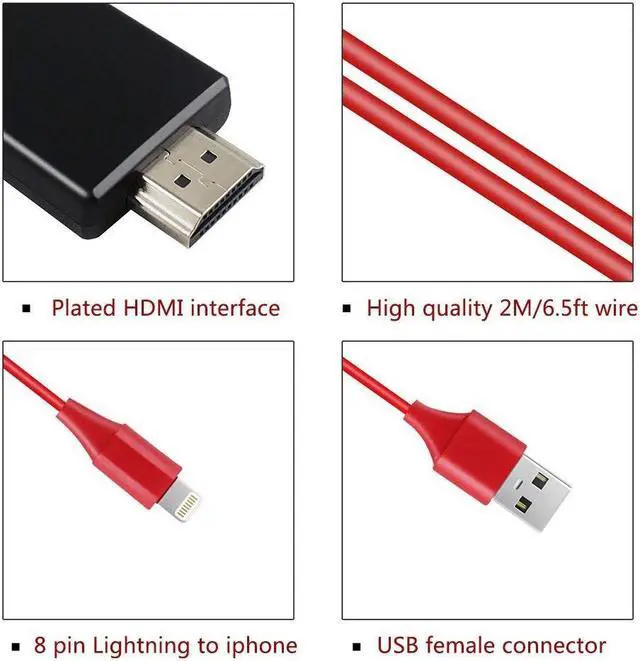 Alt view image 4 of 7 - WERLEO Compatible with iPhone iPad to HDMI Adapter Cable 1080P Digital AV HDMI Adaptor Connector Cord for iPhone Xs Max XR X 8 7 6 Plus iPad Pro Air Mini iPod - Plug and Play