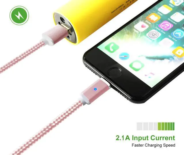 Alt view image 4 of 6 - Werleo 3 in 1 Magnetic Charger Cable with Micro USB / Type C / Lightning Connector Compatible with Android iPhone Devices Charging Data Sync Transfer Rose Gold