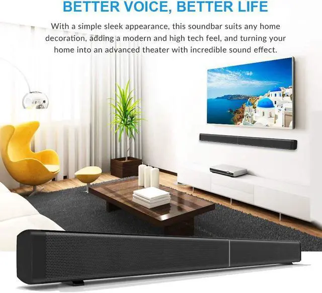 Alt view image 5 of 7 - Soundbar 32-Inch 2.0 Channel Sound Bars with Remote Control for TV Wireless Bluetooth Speaker Home Audio Sound Bar Support Optical Coaxial AUX and TF Card Wall Mountable