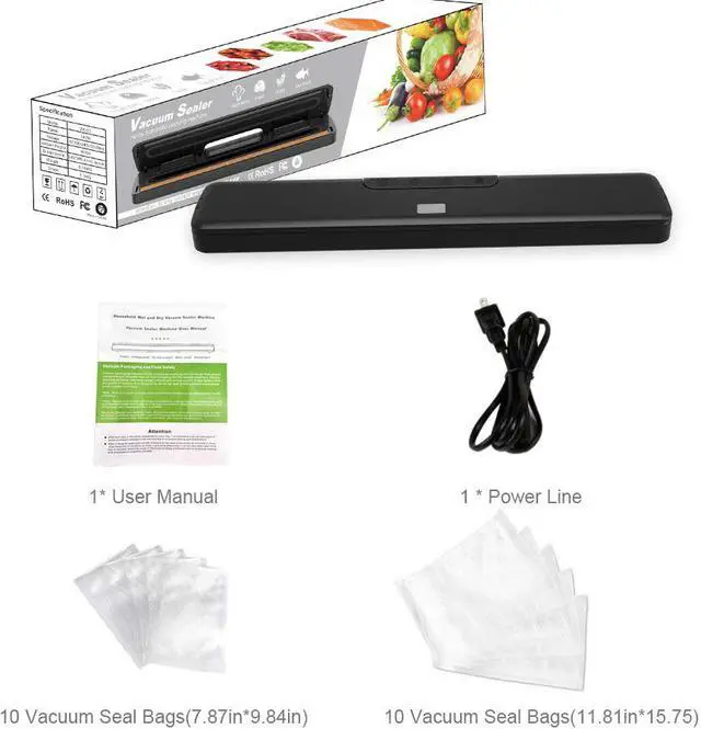 Alt view image 7 of 7 - Vacuum Sealer Machine by HYASIA, ZK-03 Vacuum Sealer With Starter Kit, Automatic Sealing System with 20 vacuum sealer Bags Multi-use Vacuum Packing Machine for Food Preservation, Dry & Moist Food Mod