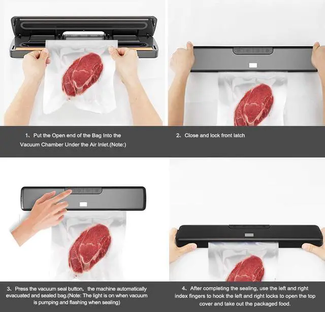 Alt view image 6 of 7 - Vacuum Sealer Machine by HYASIA, ZK-03 Vacuum Sealer With Starter Kit, Automatic Sealing System with 20 vacuum sealer Bags Multi-use Vacuum Packing Machine for Food Preservation, Dry & Moist Food Mod
