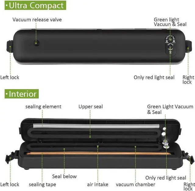 Alt view image 2 of 7 - Werleo Automatic Food Vacuum Sealer Machine Portable Mini Vacuum Sealer for Food Preservation Saver Dry and Moist Modes Kitchen Meat Vacuum Sealer with 15 Sealing Bags