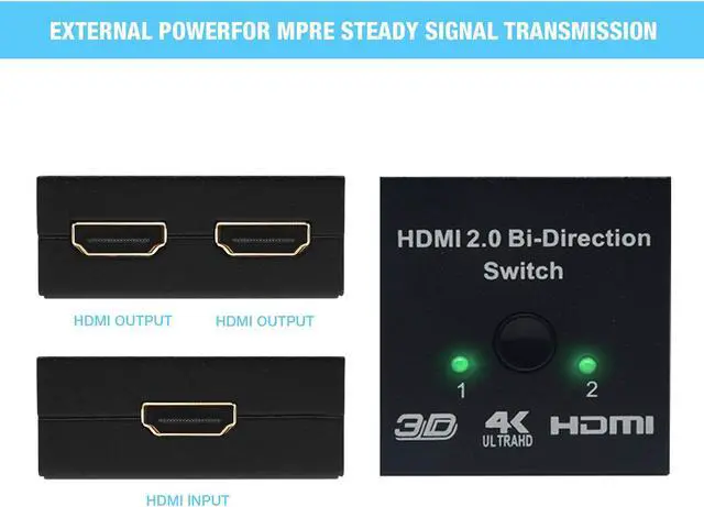 Alt view image 3 of 6 - HDMI Bi-Directional Switch Werleo Bi-Direction 4K HDMI Splitter Supports Full 3D 4K 1080P HD Player