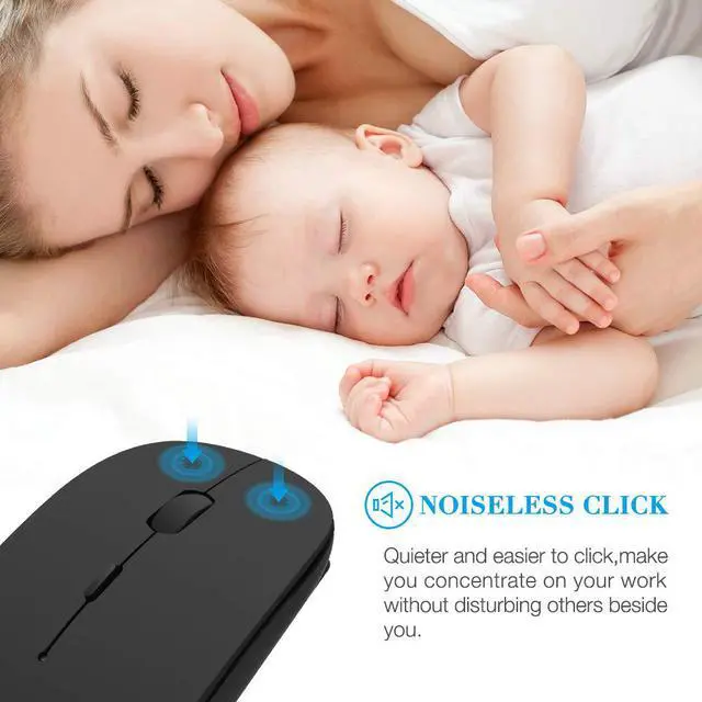 Alt view image 6 of 7 - Rechargeable Wireless Mouse Werleo 2.4Ghz Slim Noiseless Mute Silent Click Optical Mouse Mice with USB Receiver Type C for Laptop Desktop Tablet Notebook PC Computer MacBook