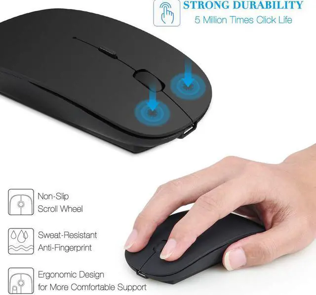 Alt view image 5 of 7 - Rechargeable Wireless Mouse Werleo 2.4Ghz Slim Noiseless Mute Silent Click Optical Mouse Mice with USB Receiver Type C for Laptop Desktop Tablet Notebook PC Computer MacBook