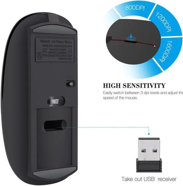 Alt view image 2 of 7 - Rechargeable Wireless Mouse Werleo 2.4Ghz Slim Noiseless Mute Silent Click Optical Mouse Mice with USB Receiver Type C for Laptop Desktop Tablet Notebook PC Computer MacBook