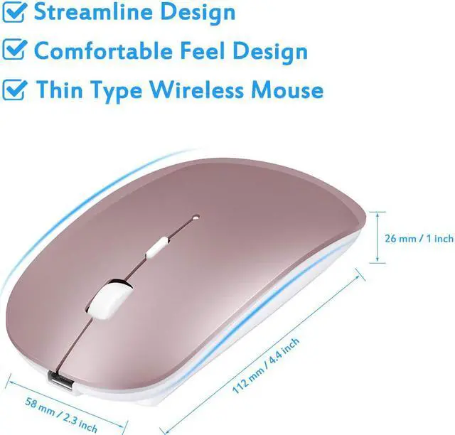 Alt view image 2 of 7 - Rechargeable Wireless Mouse Werleo 2.4Ghz Slim Noiseless Mute Silent Click Optical Mouse Mice with USB Receiver Type C for Laptop Desktop Tablet Notebook PC Computer MacBook