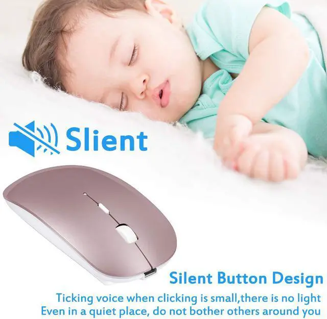 Alt view image 3 of 7 - Rechargeable Wireless Mouse Werleo 2.4Ghz Slim Noiseless Mute Silent Click Optical Mouse Mice with USB Receiver Type C for Laptop Desktop Tablet Notebook PC Computer MacBook