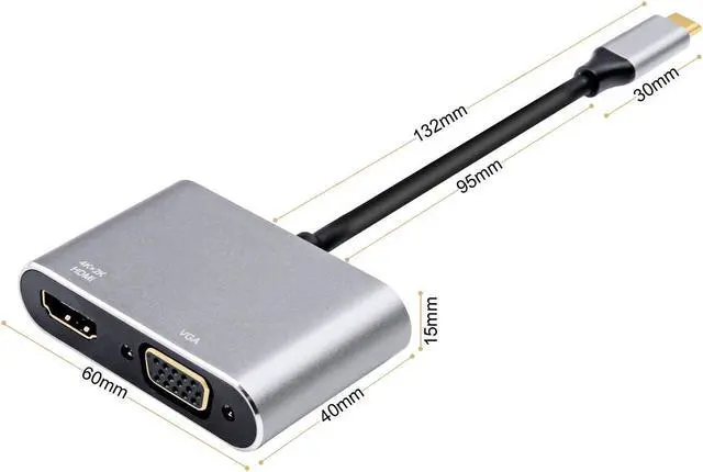 Alt view image 6 of 7 - Werleo USB C to HDMI 4K VGA Adapter USB 3.1 Type C to VGA HDMI UHD Video Converter Adaptor for 2018 iPad Pro / MacBook Pro / Chromebook / Lenovo 900 / Dell XPS / Samsung Galaxy S8 S9 No Driver