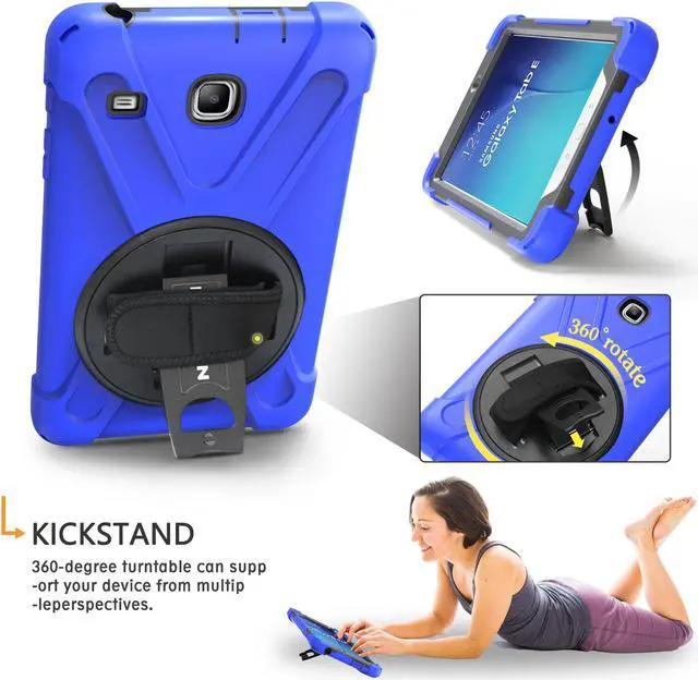 Alt view image 2 of 7 - Werleo Samsung Galaxy Tab E 8.0 T377 Case Armor Rugged Sturdy Shockproof Heavy Duty Durable Protective Cover with Stand / Hand Strap / Shoulder Strap for SM-T377A/ SM-T377V/ SM-T377P