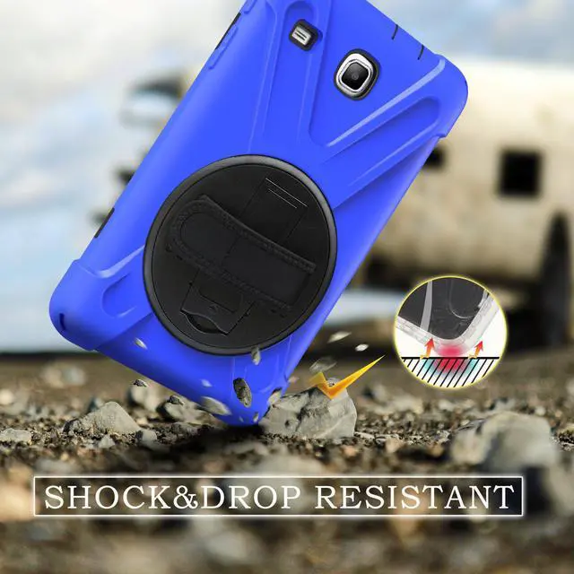 Alt view image 4 of 7 - Werleo Samsung Galaxy Tab E 8.0 T377 Case Armor Rugged Sturdy Shockproof Heavy Duty Durable Protective Cover with Stand / Hand Strap / Shoulder Strap for SM-T377A/ SM-T377V/ SM-T377P