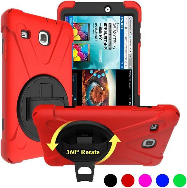 Alt view image 5 of 7 - Werleo Samsung Galaxy Tab E 8.0 T377 Case Armor Rugged Sturdy Shockproof Heavy Duty Durable Protective Cover with Stand / Hand Strap / Shoulder Strap for SM-T377A/ SM-T377V/ SM-T377P