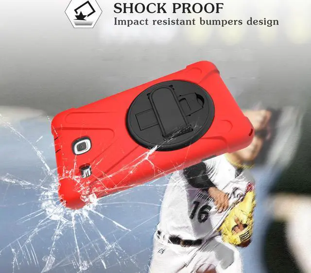 Alt view image 2 of 7 - Werleo Samsung Galaxy Tab E 8.0 T377 Case Armor Rugged Sturdy Shockproof Heavy Duty Durable Protective Cover with Stand / Hand Strap / Shoulder Strap for SM-T377A/ SM-T377V/ SM-T377P