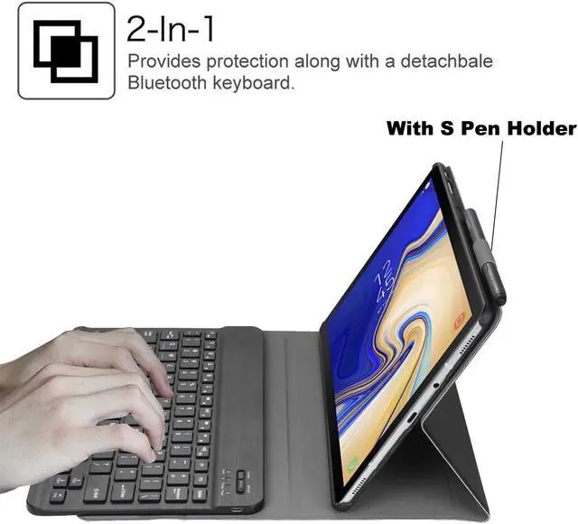Alt view image 3 of 7 - Galaxy Tab S4 10.5 Keyboard Case with S Pen Holder Slim Shell Lightweight Stand Case with Detachable Wireless Bluetooth Keyboard for Samsung Galaxy Tab S4 10.5 2018 Model SM-T830 T835 T837