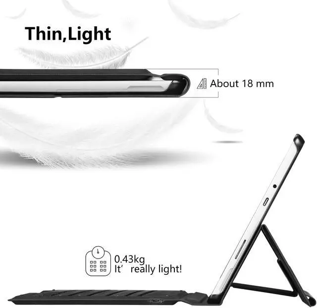 Alt view image 3 of 7 - Surface Go Case with Keyboard Werleo Ultra-Thin Stand PU Leather Business Cover Wireless Bluetooth Keyboard Case for Microsoft Surface Go 10 inch 2018 Released