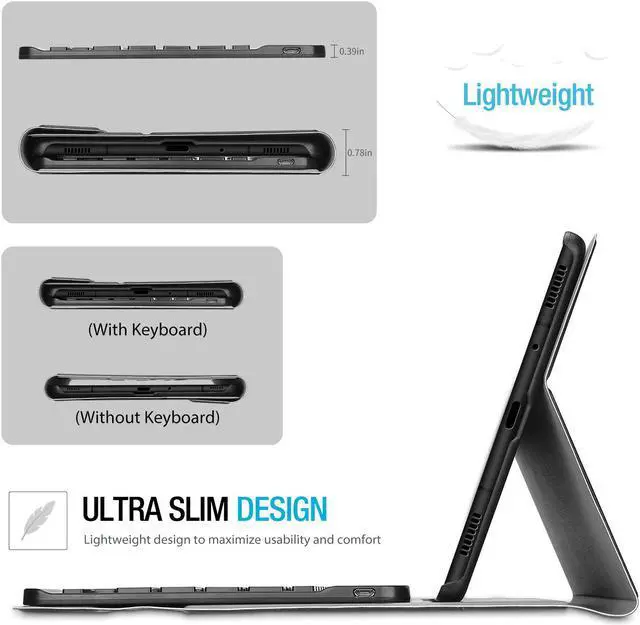 Alt view image 5 of 7 - Werleo Galaxy Tab A 10.1 2019 Keyboard Case T510 T515 Slim Shell Lightweight Cover with Magnetically Detachable Wireless Keyboard for Galaxy Tab A 10.1 Inch SM-T510 SM-T515 2019 Black