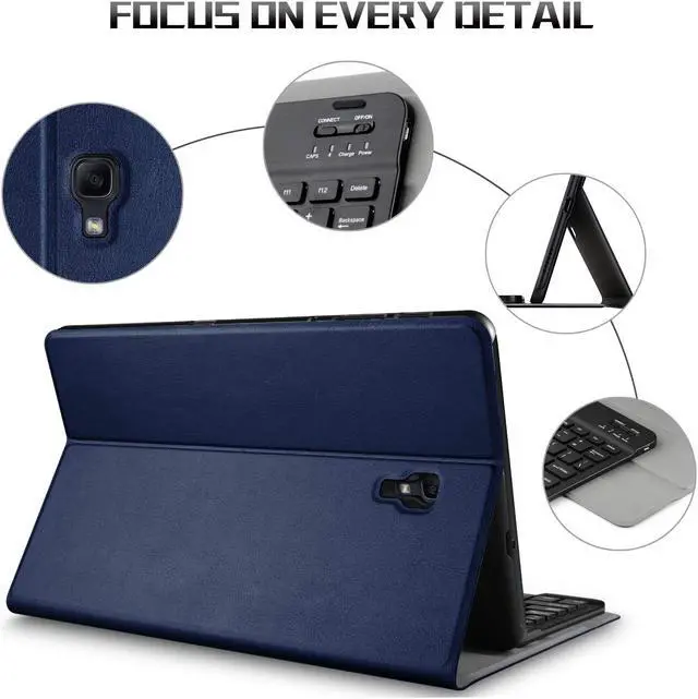 Alt view image 3 of 7 - Keyboard Case for Samsung Galaxy Tab A 10.5 Case with Detachable Wireless Bluetooth Keyboard Smart Stand Cover for Samsung Galaxy Tab A 10.5 2018 Release SM-T590 (Wi-Fi) SM-T595 (LTE) Tablet